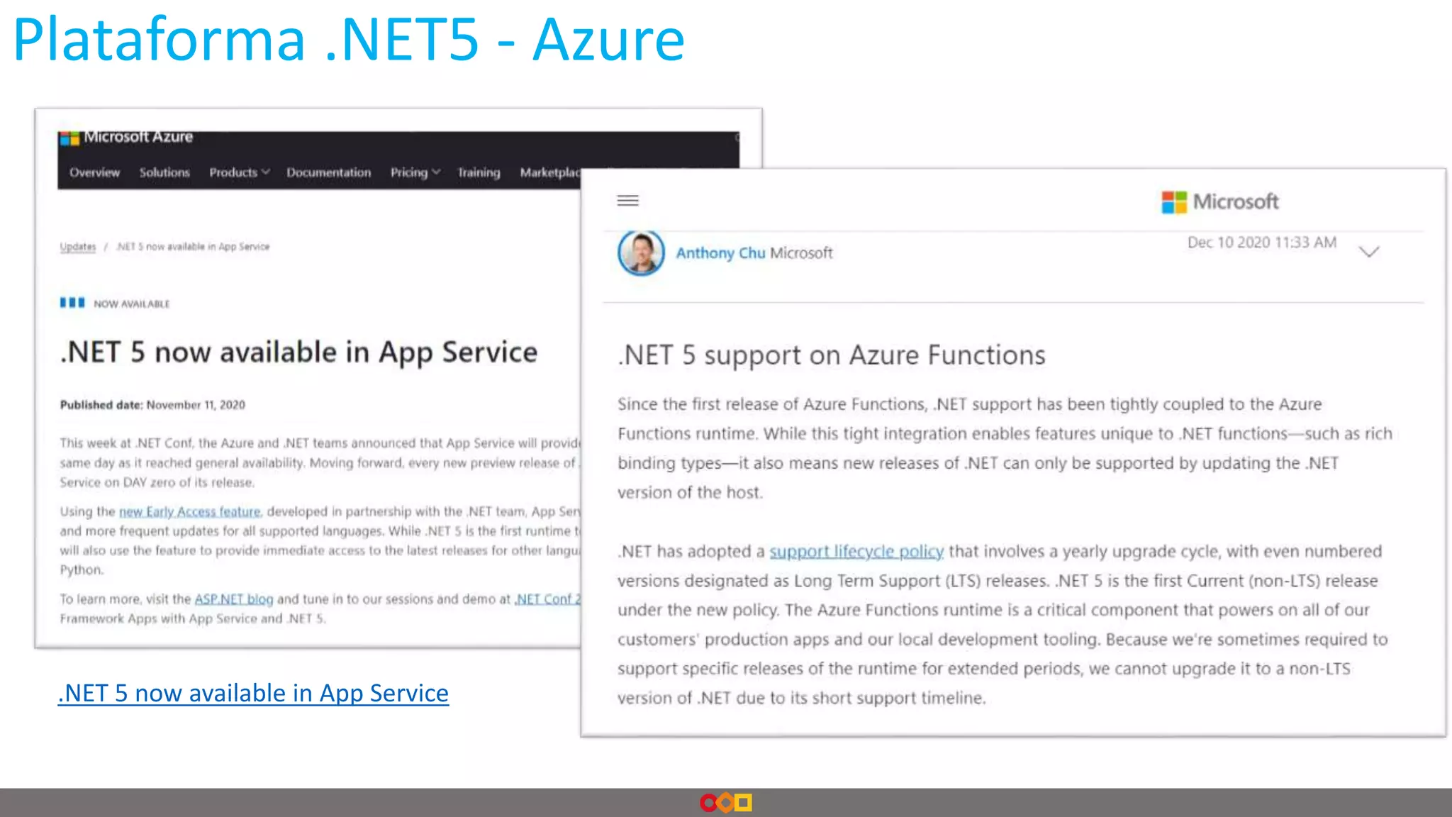 .NET 5 now available in App Service
Plataforma .NET5 - Azure
 