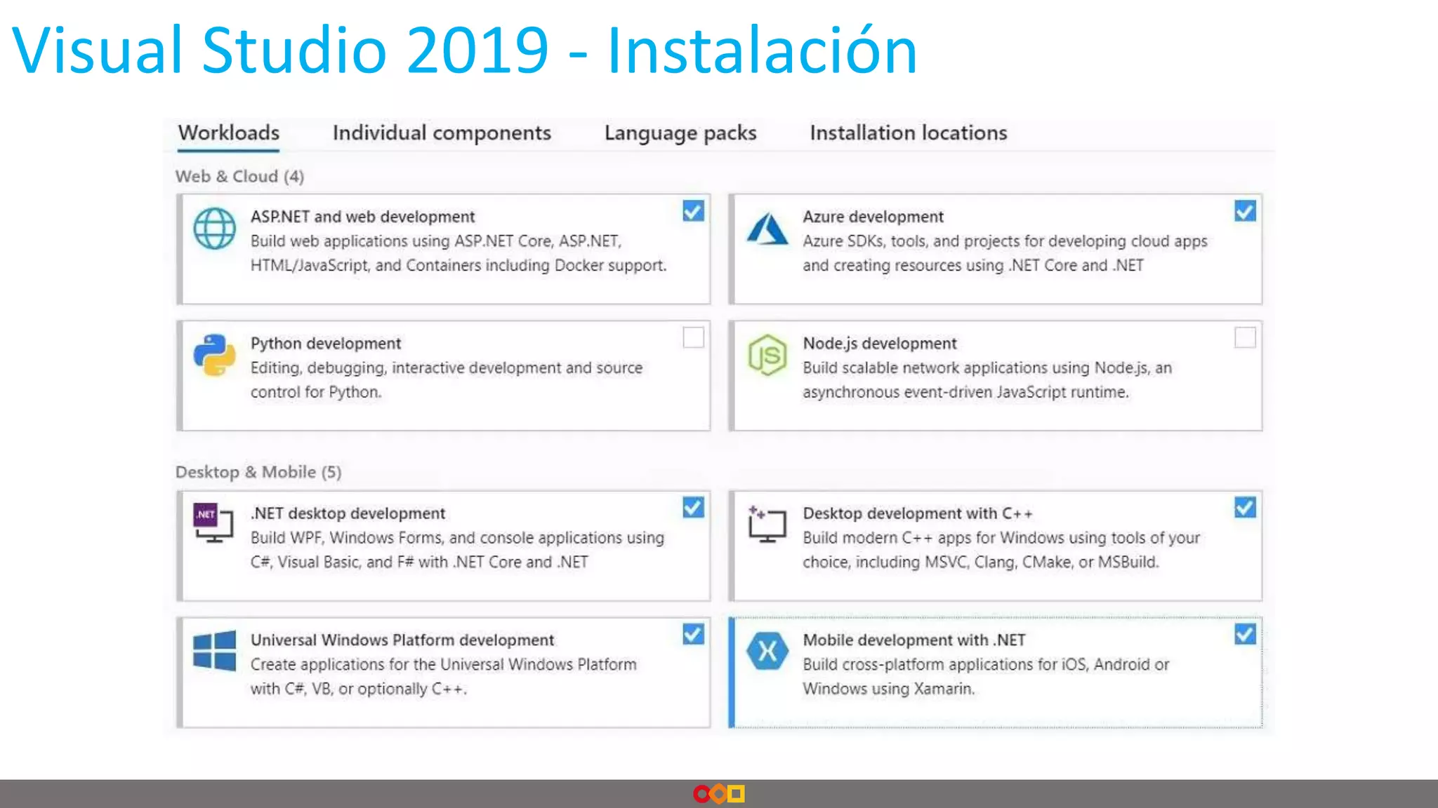 Visual Studio 2019 - Instalación
 
