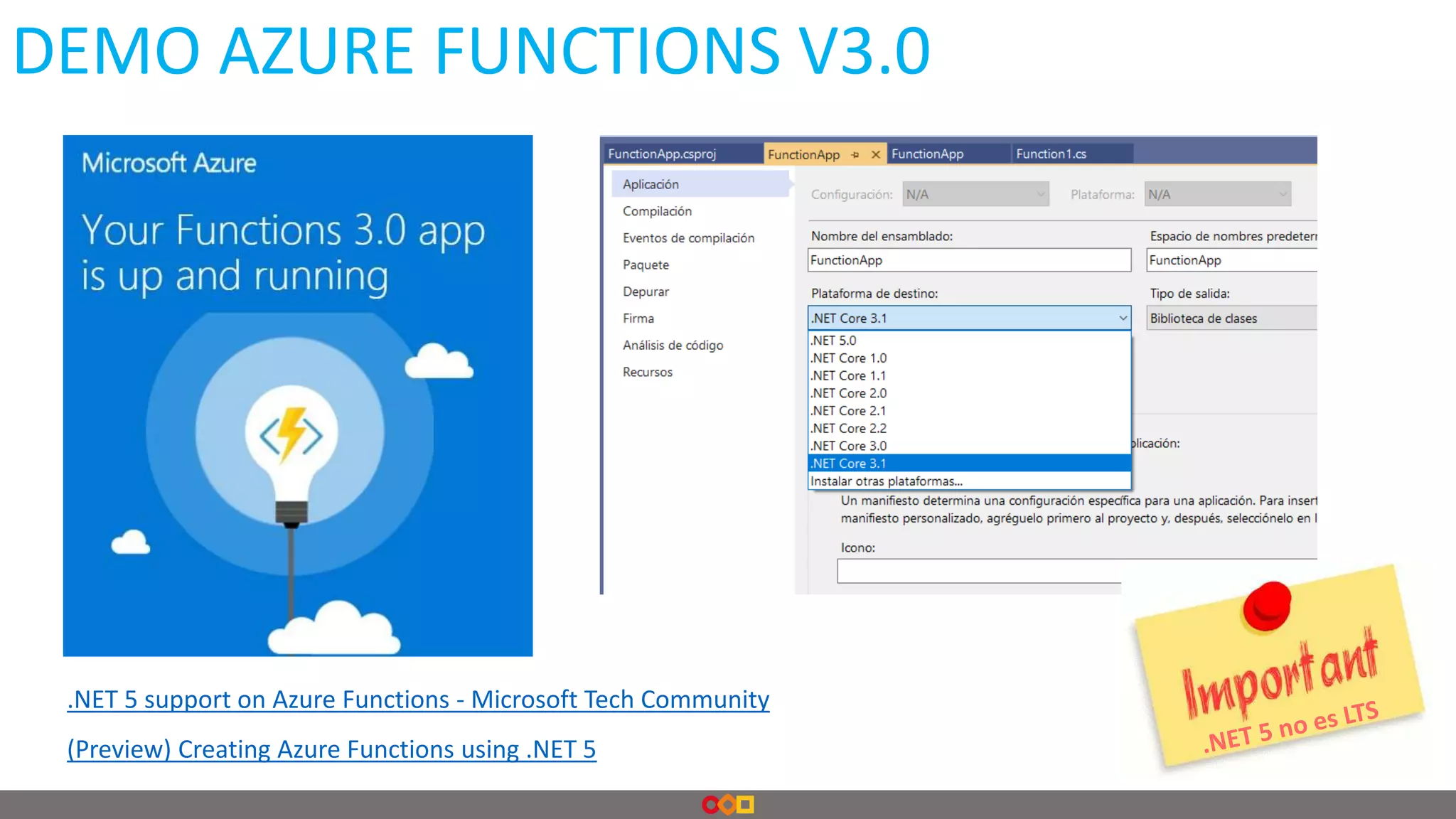DEMO AZURE FUNCTIONS V3.0
.NET 5 support on Azure Functions - Microsoft Tech Community
(Preview) Creating Azure Functions using .NET 5
 