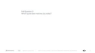 AppDynamics is now part of Cisco. © 2019 Cisco and/or its affiliates. All rights reserved. APPDYNAMICS CONFIDENTIAL AND PROPRIETARY 52
Poll Question 3:
Which quote best matches you today?
 
