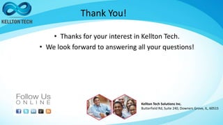 Thank You!
• Thanks for your interest in Kellton Tech.
• We look forward to answering all your questions!
Kellton Tech Sol...