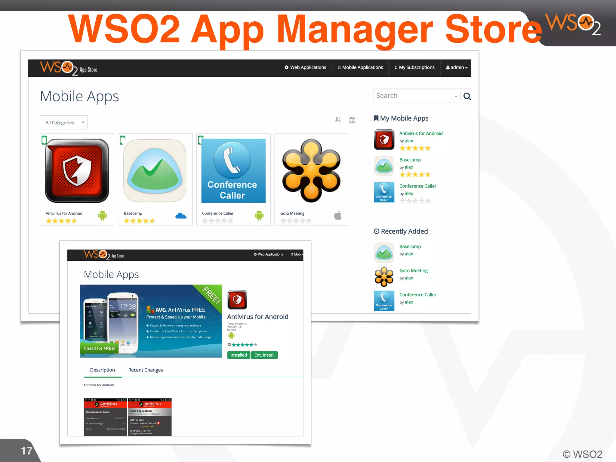 17
WSO2 App Manager Store
 