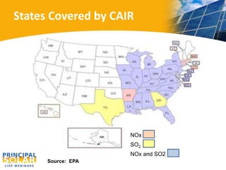 States Covered by CAIR 
NOx 
SO2 
NOx and SO2 
Source: EPA 
 