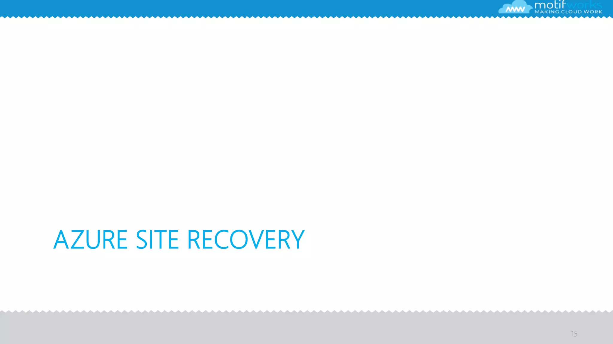AZURE SITE RECOVERY
15
 