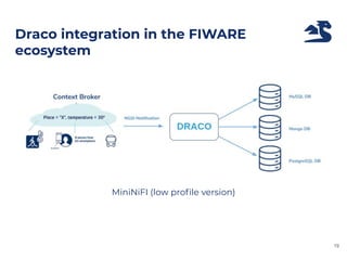 Draco integration in the FIWARE
ecosystem
MiniNiFI (low proﬁle version)
19
 