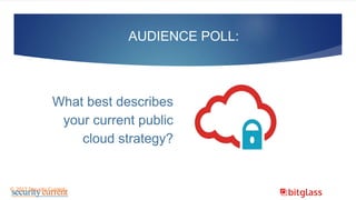 What best describes
your current public
cloud strategy?
AUDIENCE POLL:
© 2017 Security Current
 