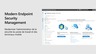 Modern Endpoint
Security
Management
Moderniser l’administration de la
sécurité du poste de travail et des
terminaux mobile
 