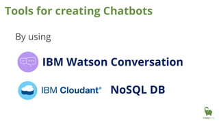 Tools for creating Chatbots
By using
IBM Watson Conversation
NoSQL DB
 