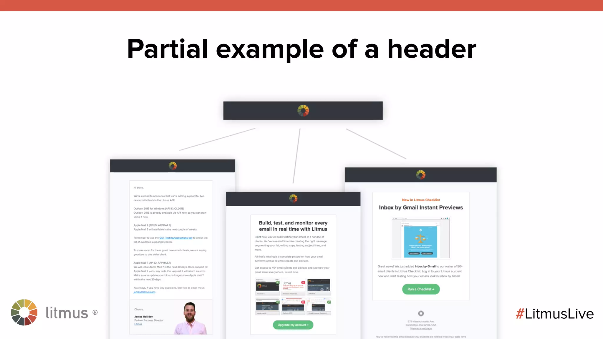 litmus ®
#LitmusLive
Partial example of a header
 