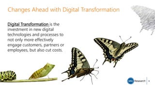 Copyright (C) 2017 451 Research LLC
Changes Ahead with Digital Transformation
4
Digital Transformation is the
investment in new digital
technologies and processes to
not only more effectively
engage customers, partners or
employees, but also cut costs.
4
 