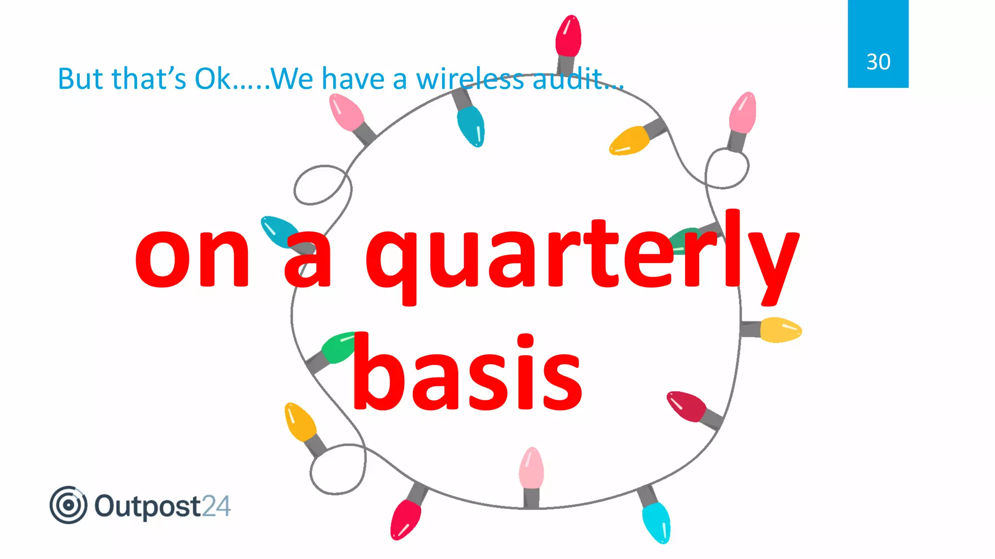 But that’s Ok…..We have a wireless audit…
on a quarterly
basis
30
 