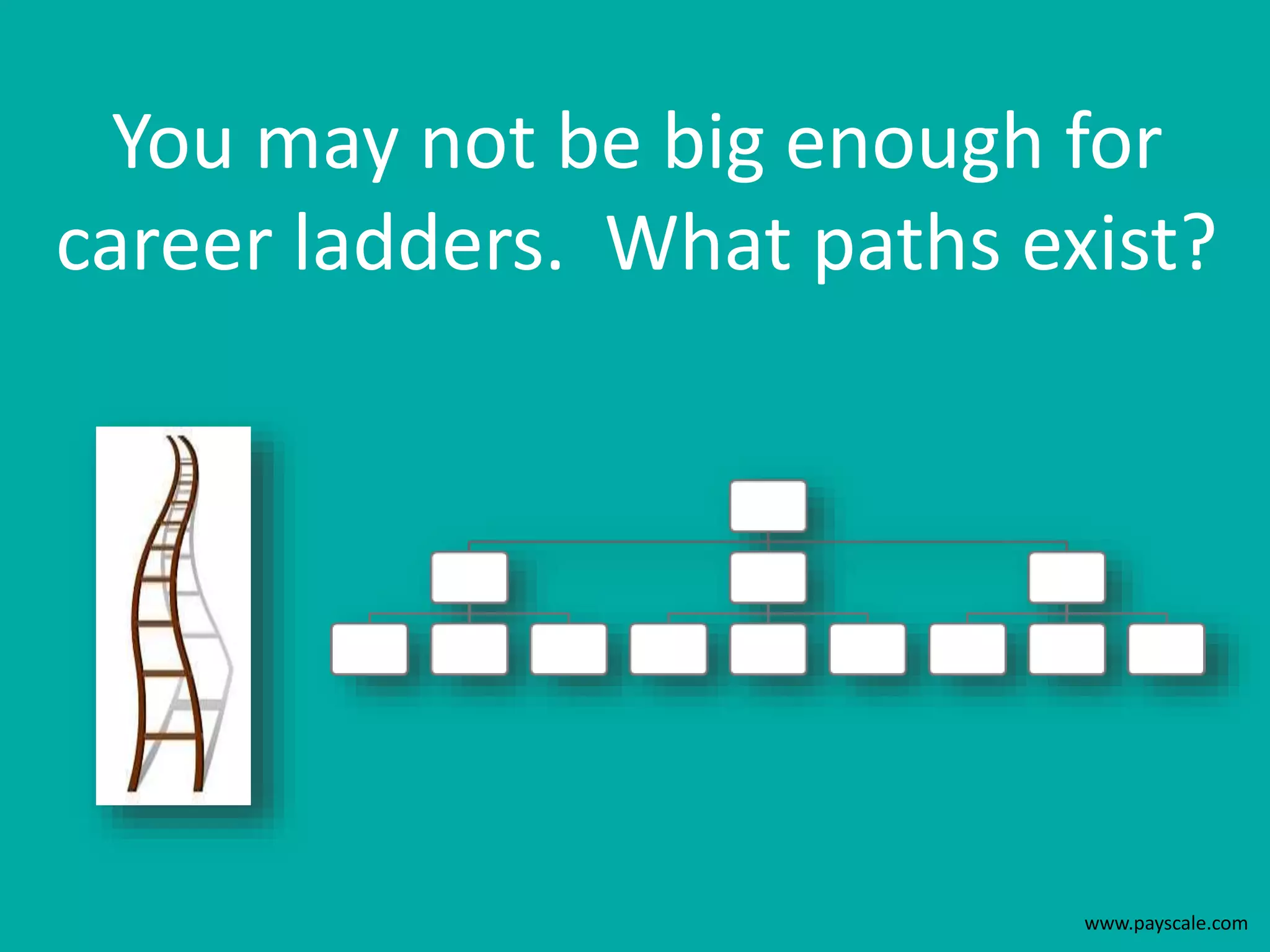 www.payscale.com
You may not be big enough for
career ladders. What paths exist?
 
