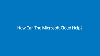 How Can The Microsoft Cloud Help?
 