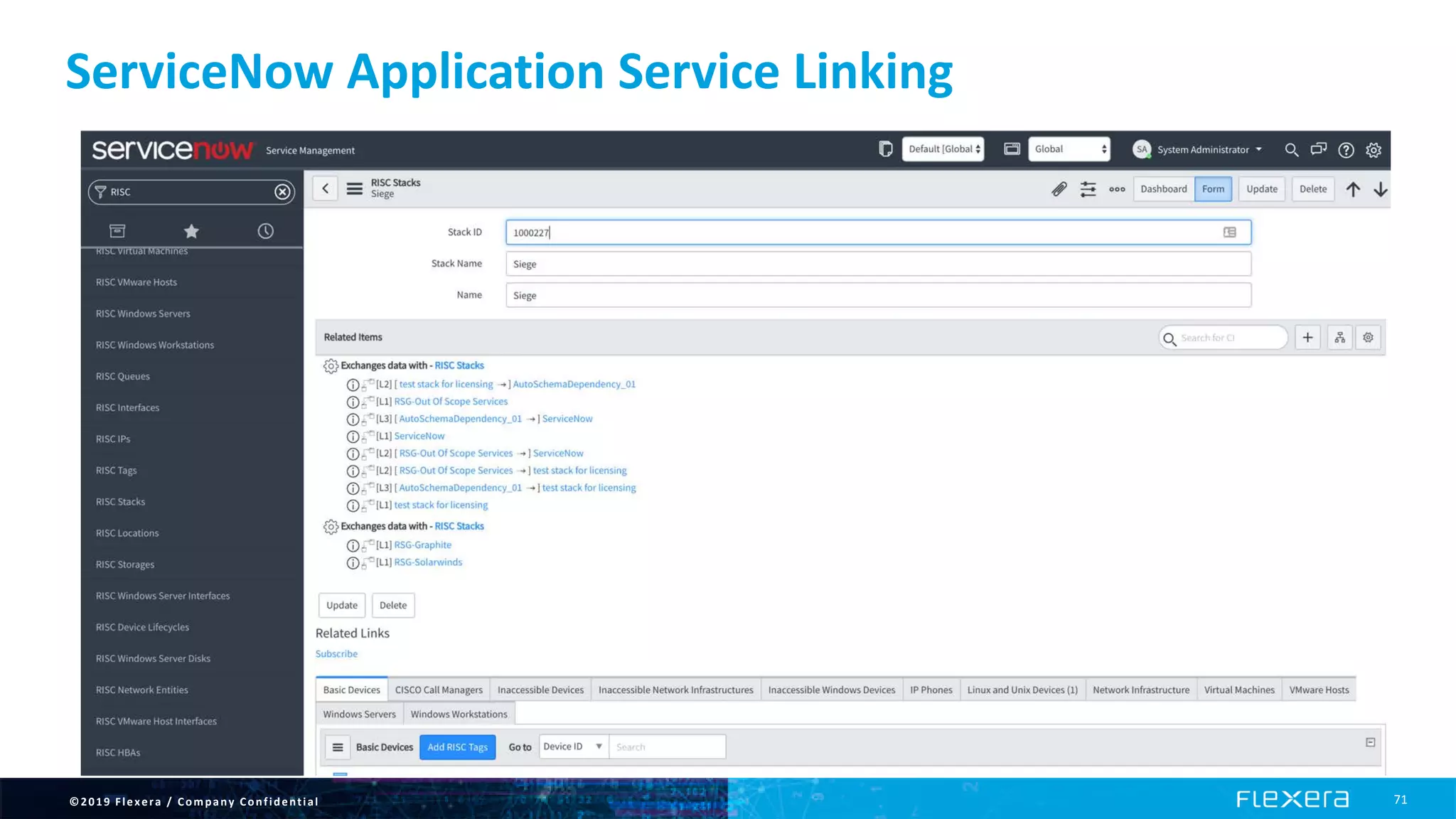 ©2019 Flexera / Company Confidential 71
ServiceNow Application Service Linking
 