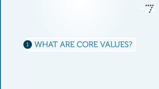 1 WHAT ARE CORE VALUES? 
 