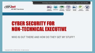 CYBER SECURITY FOR
NON-TECHNICAL EXECUTIVE
WHO IS OUT THERE AND HOW DO THEY GET MY STUFF?
 