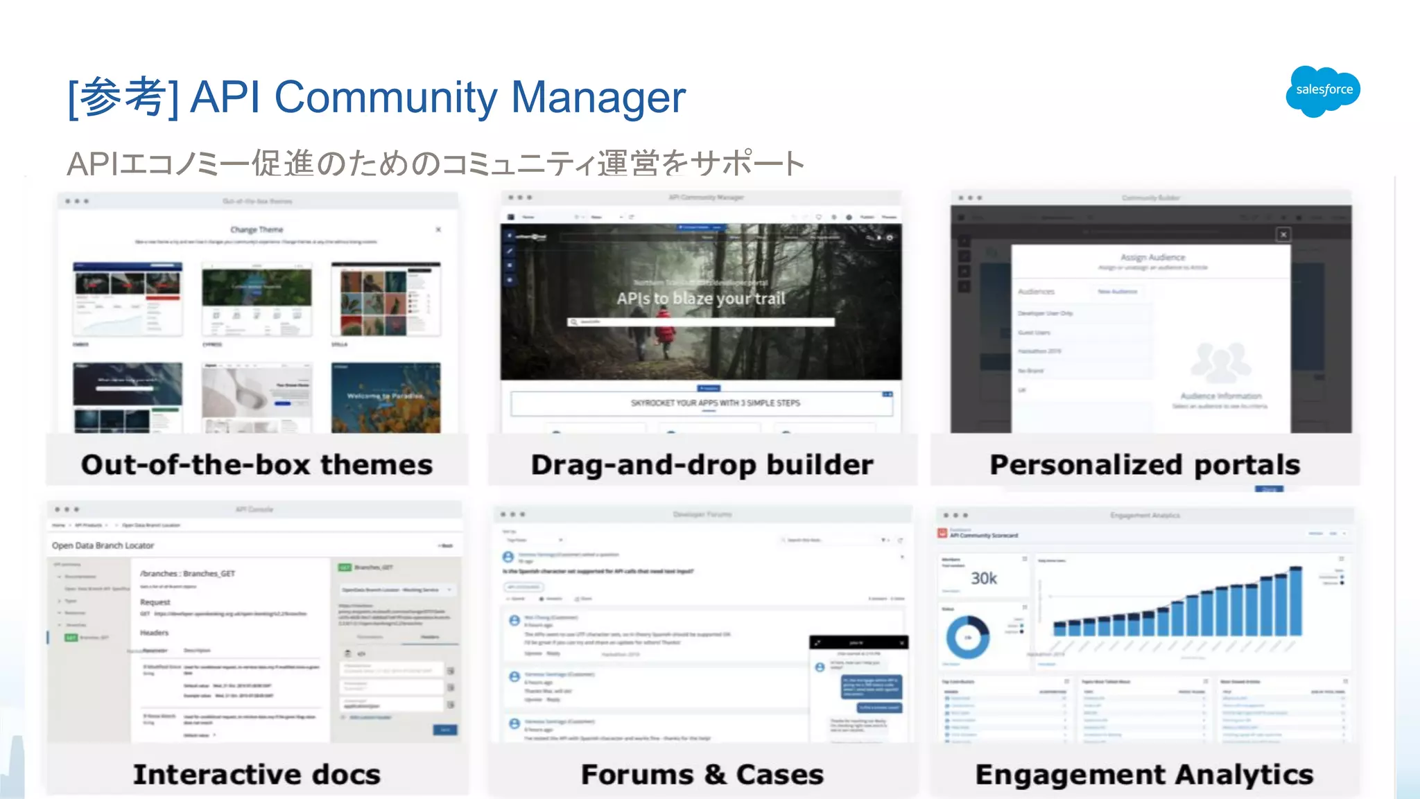 APIエコノミー促進のためのコミュニティ運営をサポート
[参考] API Community Manager
 