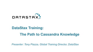 DataStax Training:
The Path to Cassandra Knowledge
Presenter: Tony Piazza, Global Training Director, DataStax
 