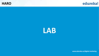 HARO
LAB
www.edureka.co/digital-marketing
 