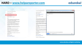 HARO – www.helpareporter.com
www.edureka.co/digital-marketing
 