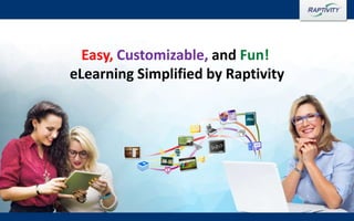 Copyright © 2016 Harbinger Knowledge Products Pvt. Ltd. All Rights Reserved.
Easy, Customizable, and Fun!
eLearning Simplified by Raptivity
 