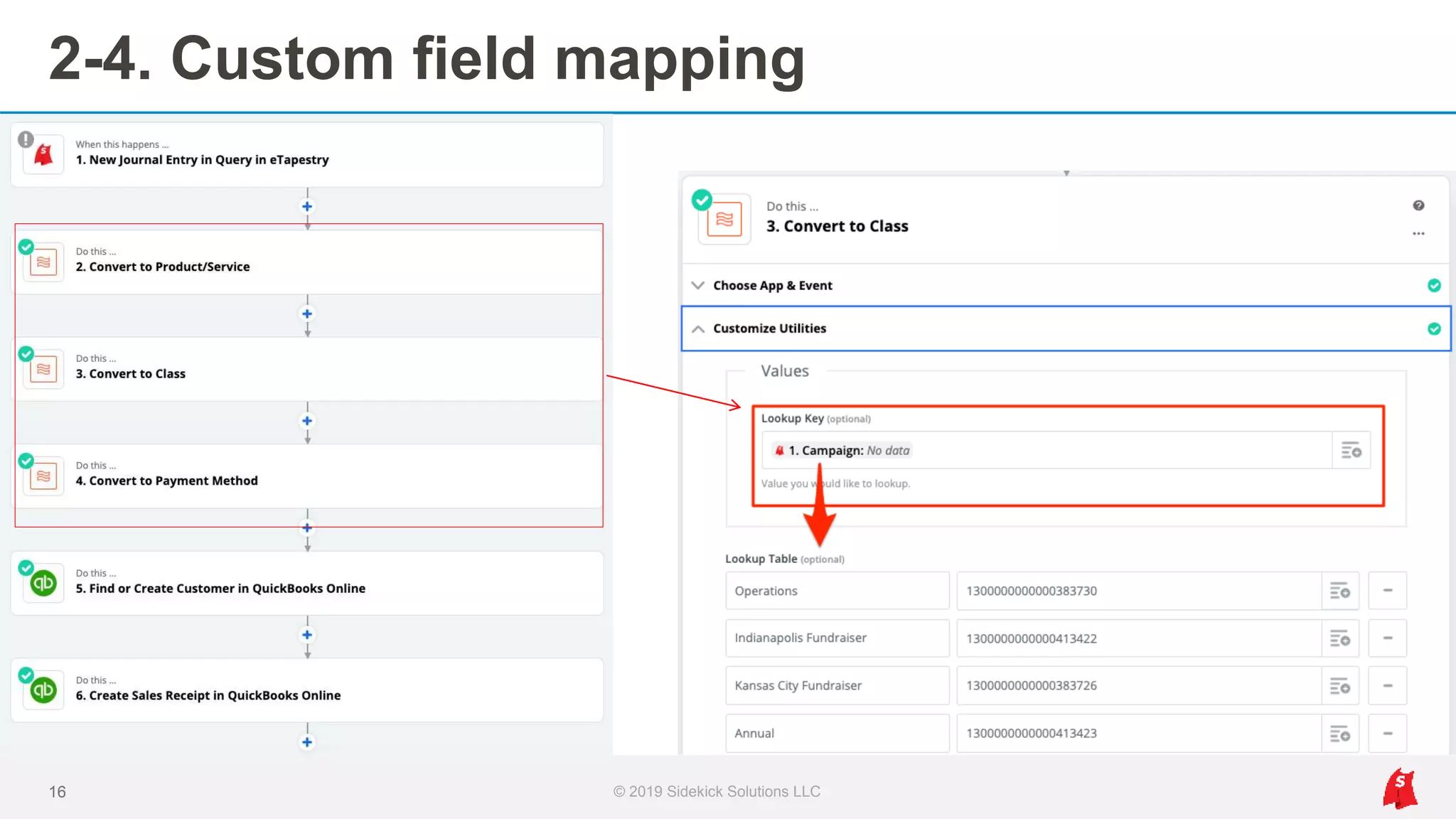 2-4. Custom field mapping
16 © 2019 Sidekick Solutions LLC
 