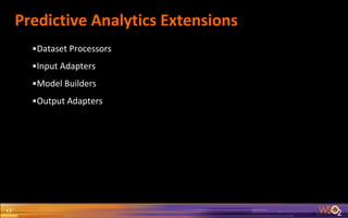 Predictive Analytics Extensions
17
•Dataset Processors
•Input Adapters
•Model Builders
•Output Adapters
 