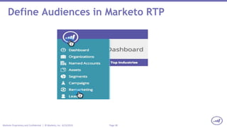 Page 38Marketo Proprietary and Confidential | © Marketo, Inc. 6/23/2015
Define Audiences in Marketo RTP
 