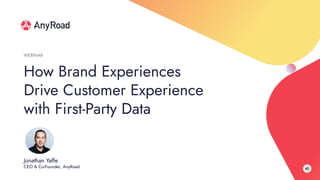 How Brand Experiences
Drive Customer Experience
with First-Party Data
WEBINAR
Jonathan Yaffe
CEO & Co-Founder, AnyRoad
 