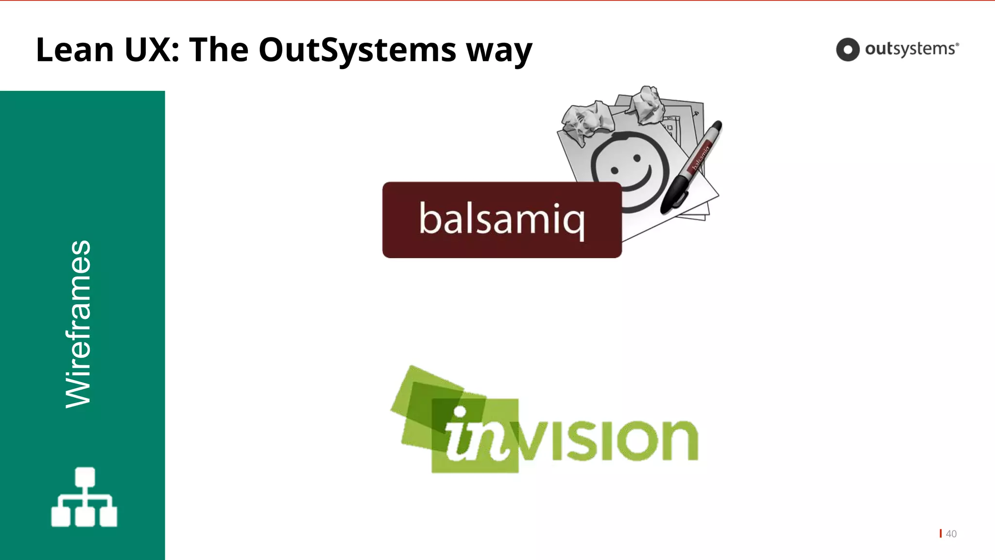 Lean UX: The OutSystems way
40
Wireframes
 