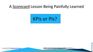 @interfacing
Copyright 2017 www.garycokins.com Analytics-Based Performance Management LLC
A Scorecard Lesson Being Painfully Learned
KPIs or PIs?
 
