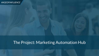 6
#AGEOFINFLUENCE
The Project: Marketing Automation Hub
#AGEOFINFLUENCE
 