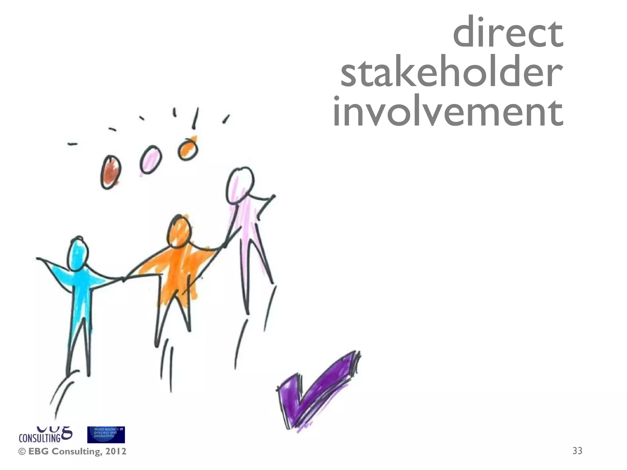 direct
                          stakeholder
                         involvement




© EBG Consulting, 2012                   33
 