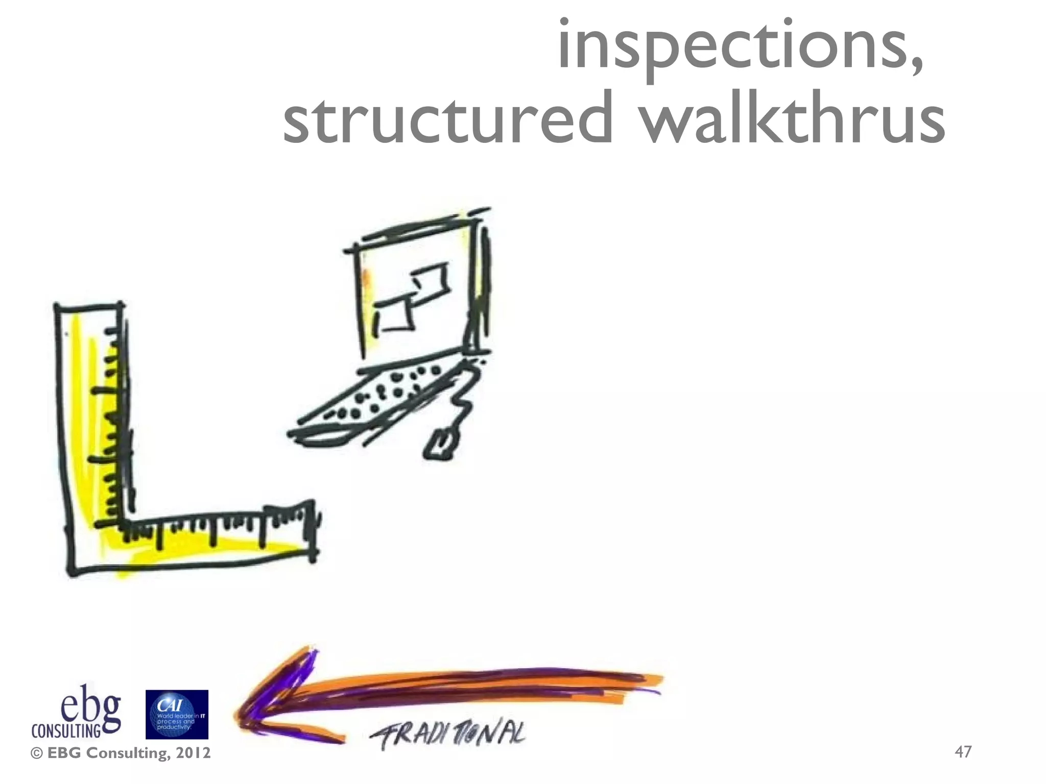 inspections,
                         structured walkthrus




© EBG Consulting, 2012                          47
 