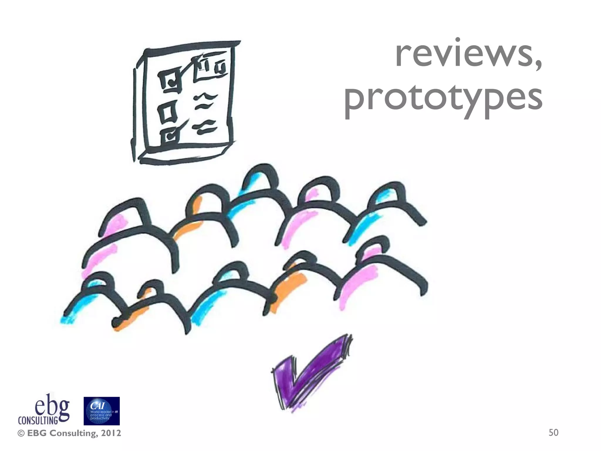 reviews,
                         prototypes




© EBG Consulting, 2012                50
 