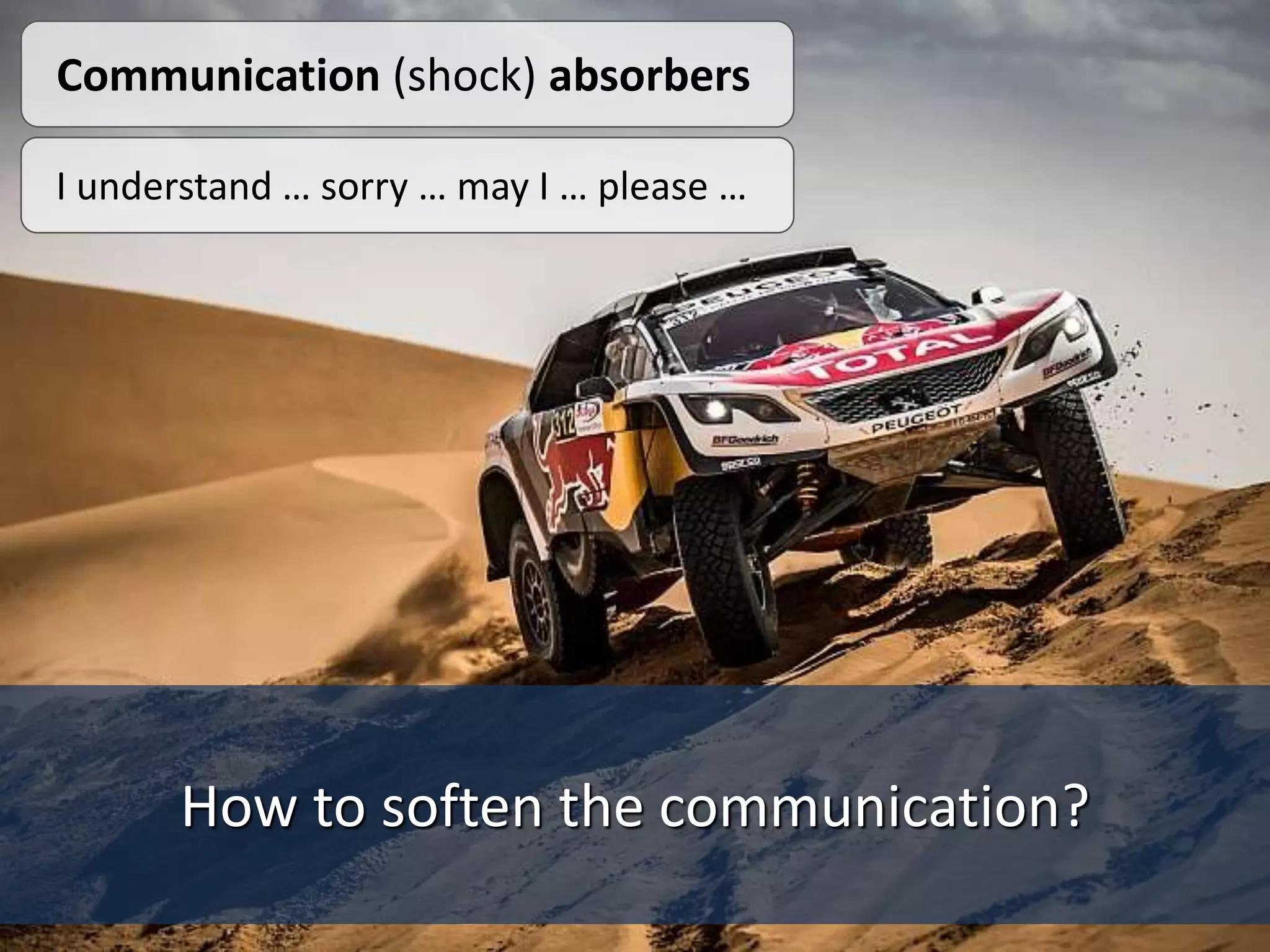 Communication (shock) absorbers
How to soften the communication?
I understand … sorry … may I … please …
 