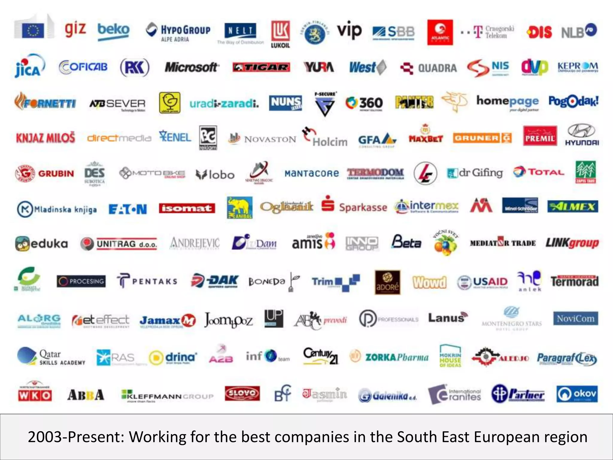 2003-Present: Working for the best companies in the South East European region
 