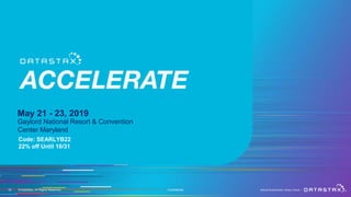 33 © DataStax, All Rights Reserved. Confidential
May 21 - 23, 2019
Gaylord National Resort & Convention
Center Maryland
Code: SEARLYB22
22% off Until 10/31
 