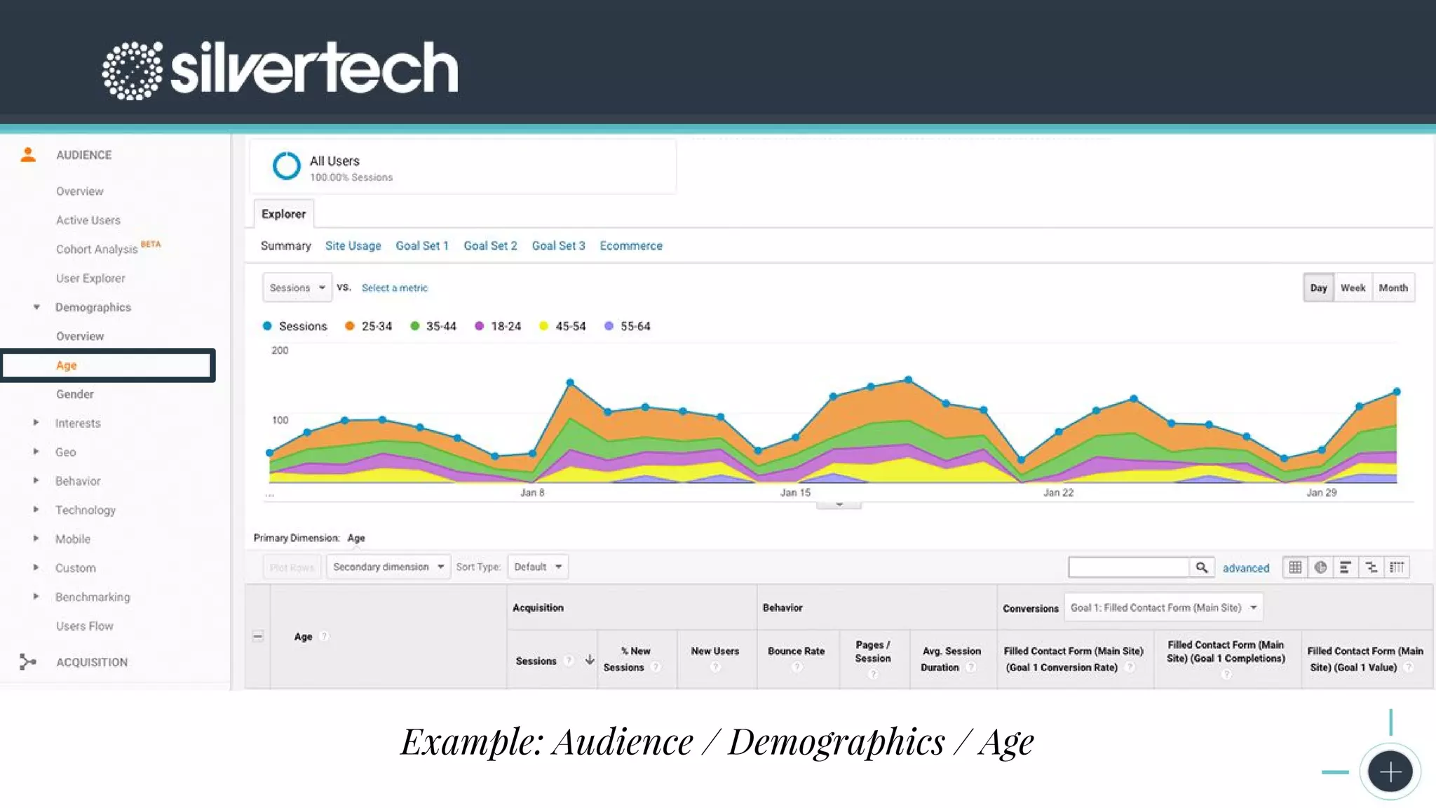 CRM
The Seven Steps to Successful Persona Creation
Google Analytics Screenshots
Example: Audience / Demographics / Age
 