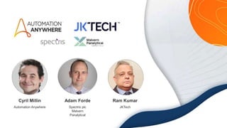 2
Adam Forde
Spectris plc
Malvern
Panalytical
Cyril Millin
Automation Anywhere
Ram Kumar
JKTech
 