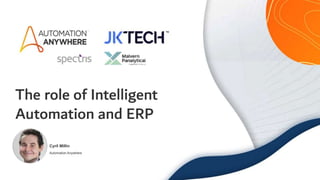 3
The role of Intelligent
Automation and ERP
Cyril Millin
Automation Anywhere
 