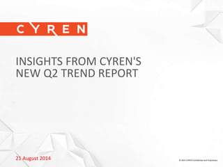 21 August 2014 © 2014 CYREN Confidential and Proprietary
INSIGHTS FROM CYREN'S
NEW Q2 TREND REPORT
 