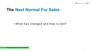 The Next Normal For Sales
Integrated B2B eCommerce for Sage 300 ERP
13
• What has changed and how to win?
 