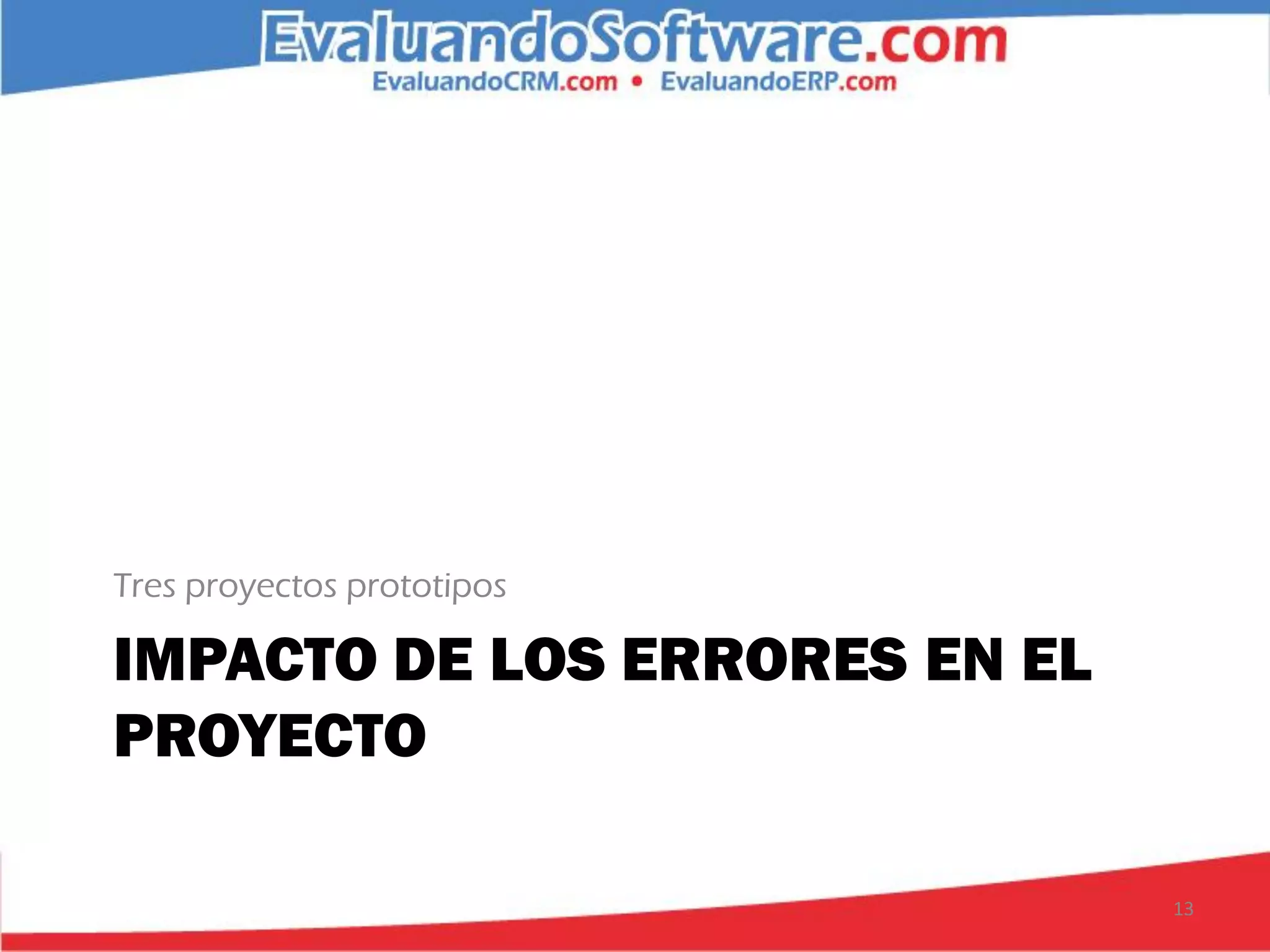 Tres proyectos prototipos

IMPACTO DE LOS ERRORES EN EL
PROYECTO

                               13
 