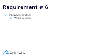 Requirement # 6
✓ Client ecosystem
✓ Work in progress
 