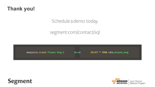 Thank you!
Scheduleademo today.
segment.com/contact/sql
 