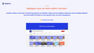 Rejoignez-nous sur notre chaîne YouTube !
Combien coûte un site web ? Comment prospecter sur LinkedIn ? Quels sont les meilleurs outils pour votre stratégie digitale ?
Sur notre chaîne YouTube on vous répond à tout, en toute transparence
👉 Rejoindre notre chaîne
 