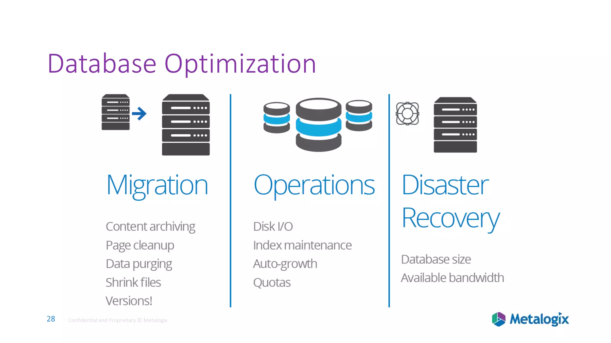28 Confidential and Proprietary © Metalogix28 Confidential and Proprietary © Metalogix
Database Optimization
28
 
