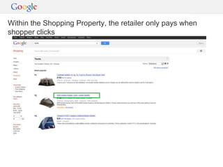 Within the Shopping Property, the retailer only pays when
shopper clicks
 