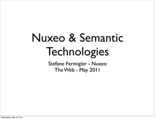 Nuxeo & Semantic
                            Technologies
                            Stefane Fermigier - Nuxeo
                               The Web - May 2011




Wednesday, May 25, 2011
 